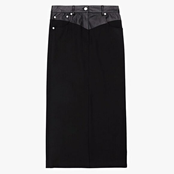 Helmut Lang Women's Black Leather-Trimmed Garter Skirt Size 10 (MSRP $425) - Picture 1 of 8
